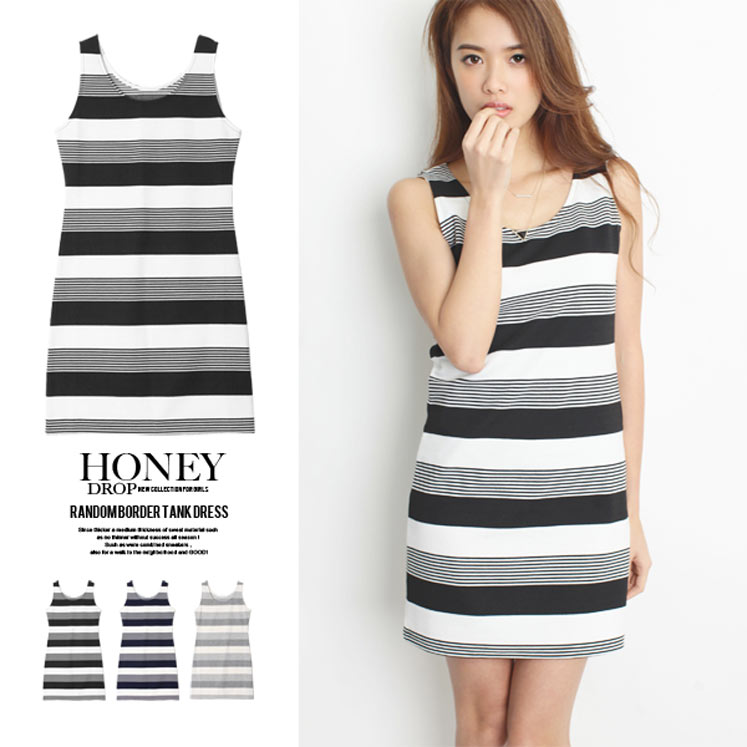 ランダムボーダータンクワンピース