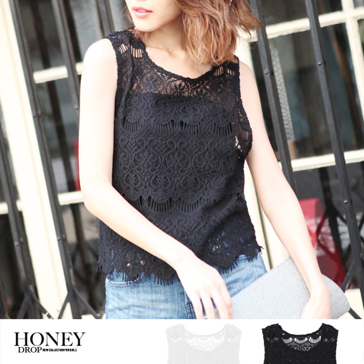 [2点セット]レースタンク&times;ベアトップ