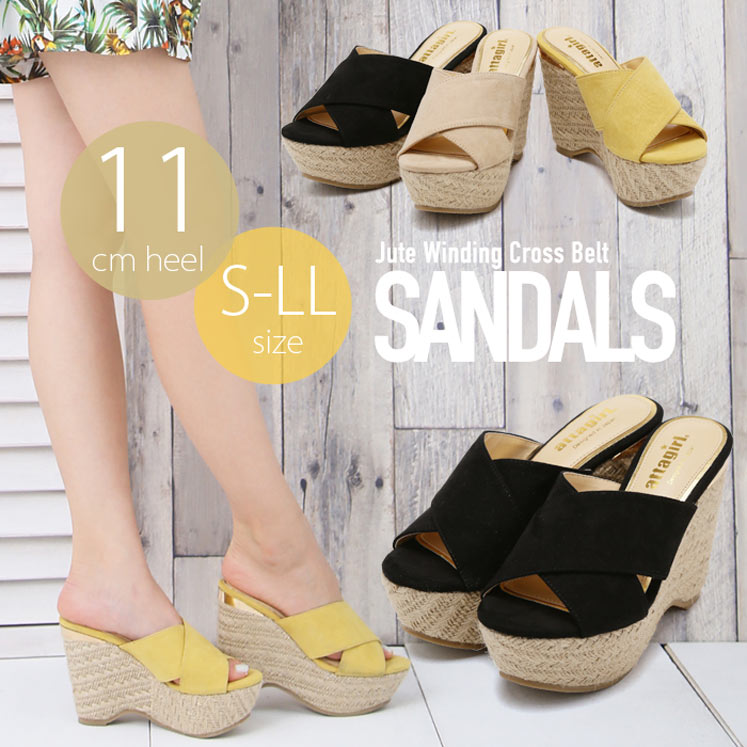 クロスベルトデザインゴールドキャップ付ミュールサンダル