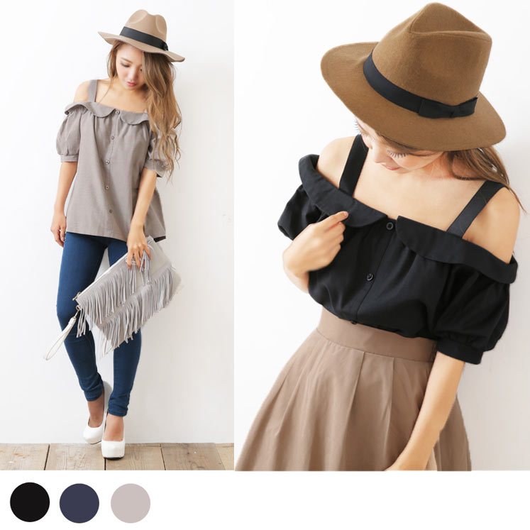 オフショルチュニックトップス