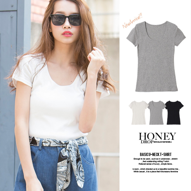 フライスUネックTシャツ