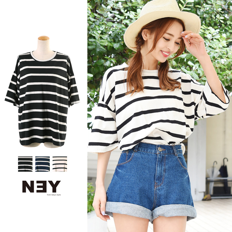 ワイドシルエット・ボーダーTシャツ