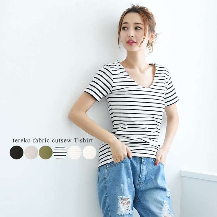 VネックカットソーTシャツ