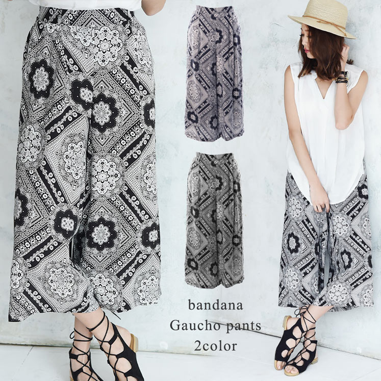 エスニックバンダナ柄ガウチョ