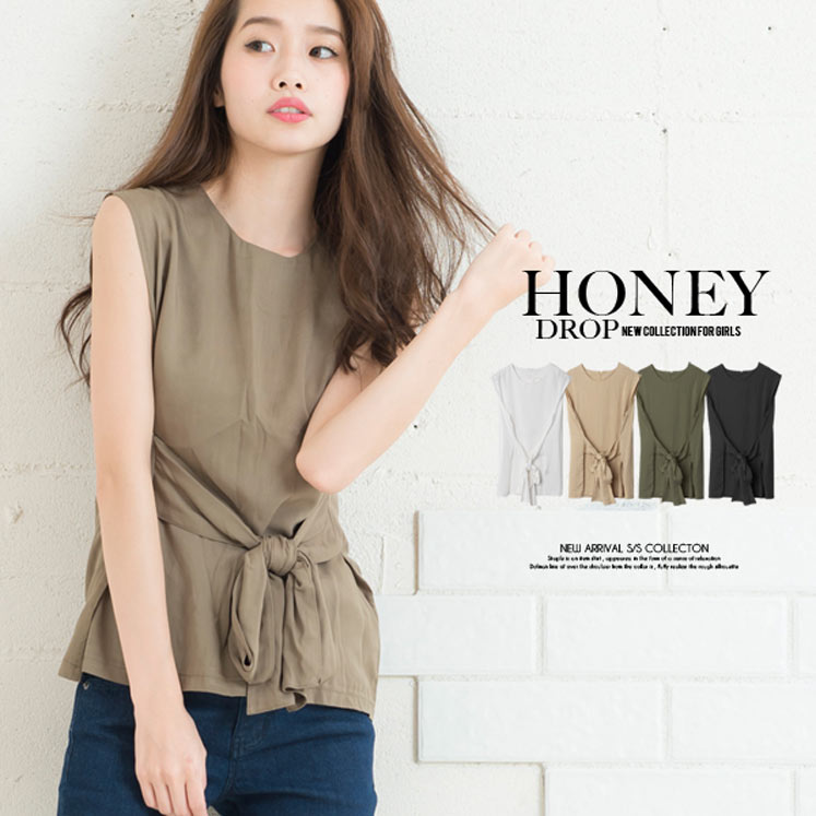 リボンデザインレーヨンタンクトップ