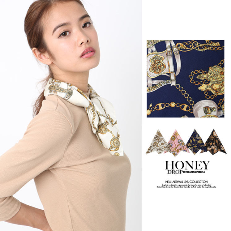 大人チェーン柄スカーフ