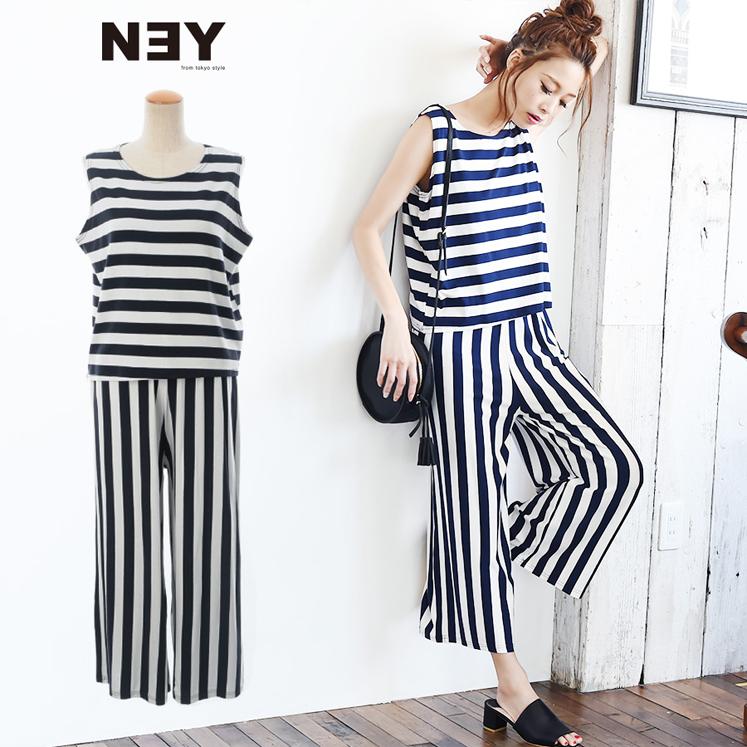 ボーダー柄&times;ストライプ柄セットアップ