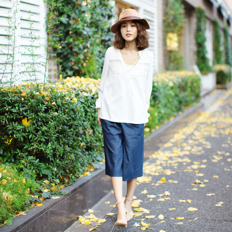 レース切り替えボヘミアンブラウス