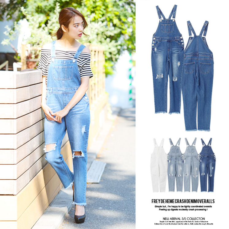 フレイドヘムクラッシュデニムサロペット