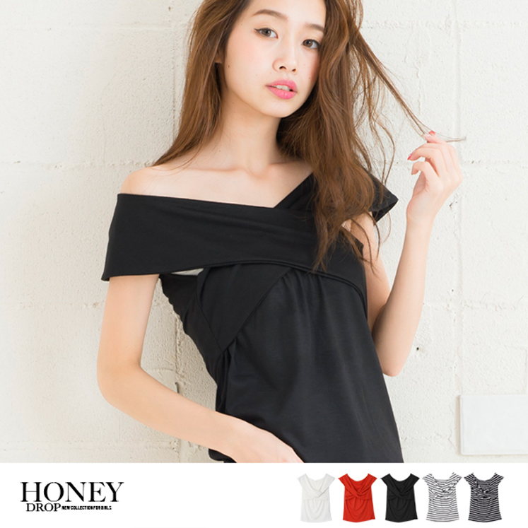 クロスデザインオフショルトップス/オフショル