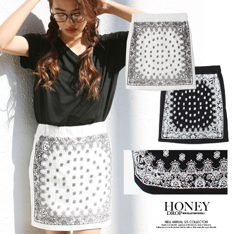 バンダナ柄プリントスカート