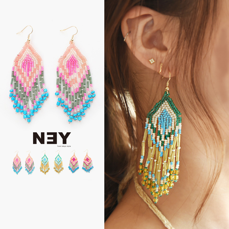 エスニックビーズピアス