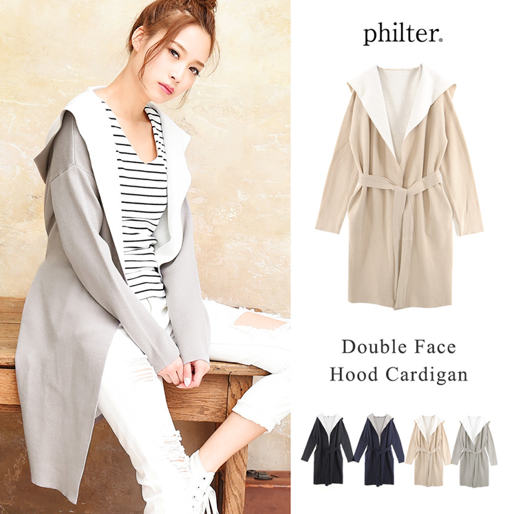 バイカラーロング丈フードガウン