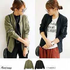 サラッとしたマットな素材が上品★ツイル素材MA-1/アウター/ミリタリー/ブルゾン/ミリタリー/ジャケット/