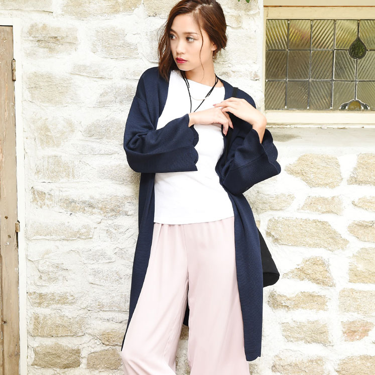 スカラップデザインロング丈カーディガン