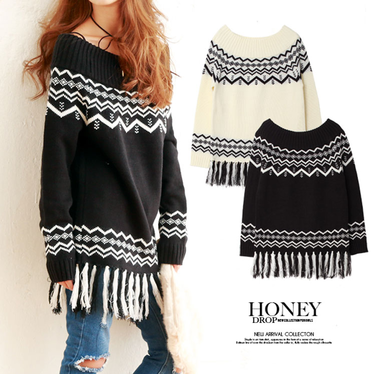 求心柄2wayフリンジニットワンピース