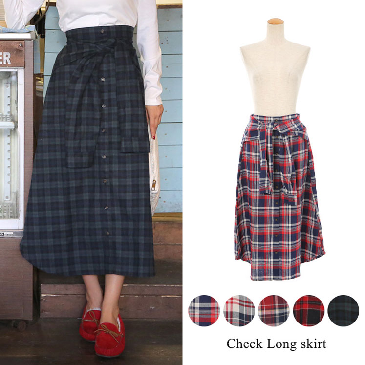 キシ丈チェック柄スカート