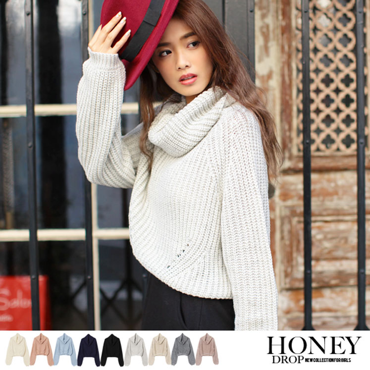 オフタートルショートニット