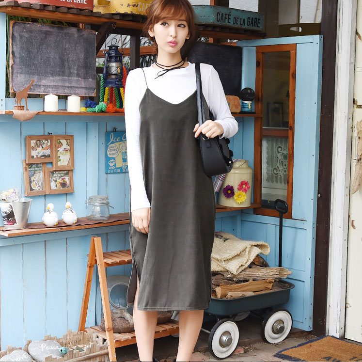 ピーチ素材キャミワンピース