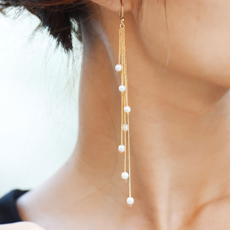 チェーンパールピアス/パーティ