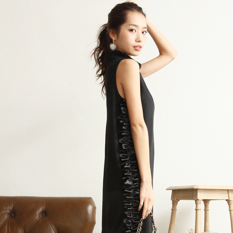 サイドフリルプチハイネックワンピース