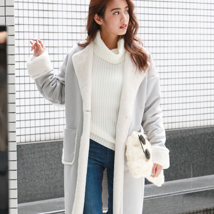 フェイクスエード&times;フェイクファーボンディングノーカラーコート