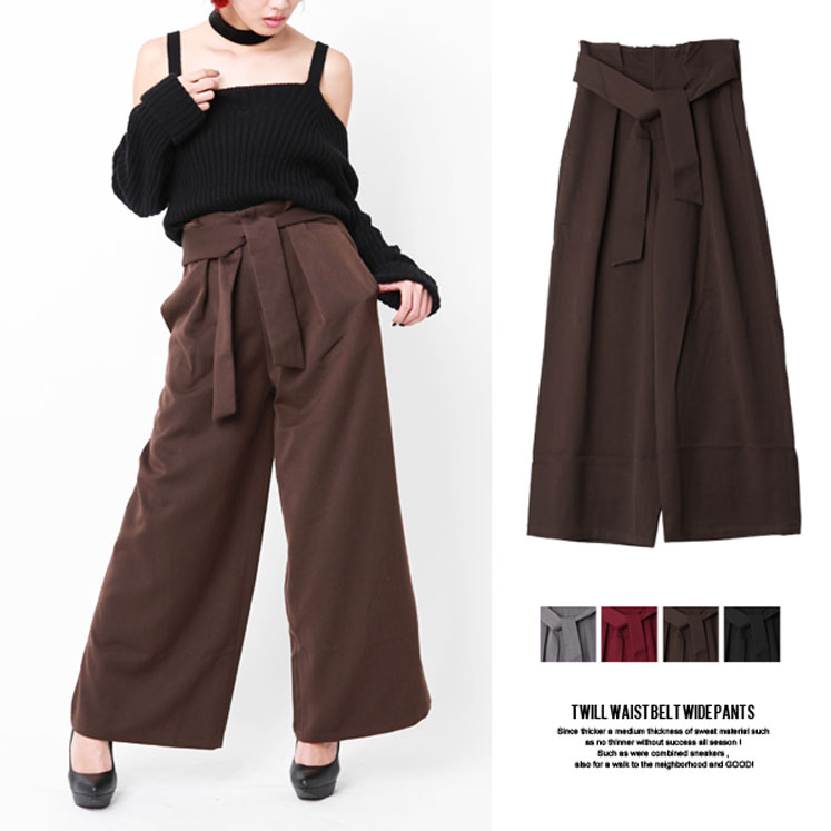 ツイルウエストベルトワイドパンツ