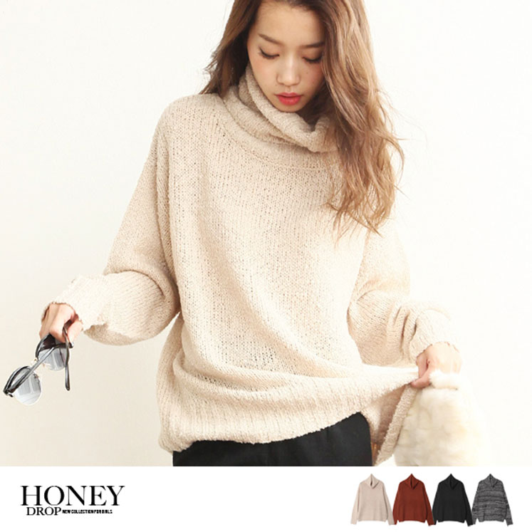 BIGシルエットタートルブークレニット