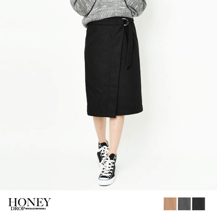 フェイクウールラップスカート