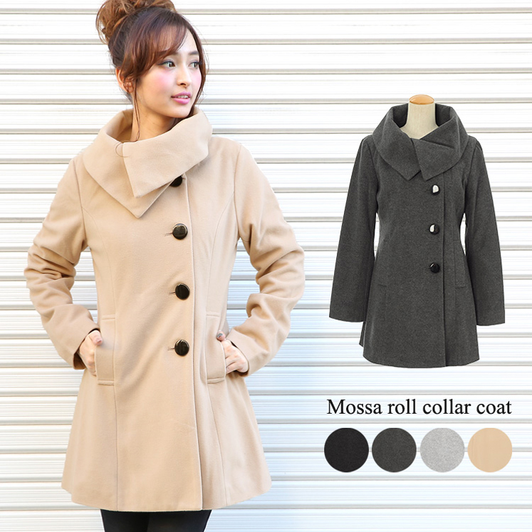 ビッグカラーフェイクウールAラインコート